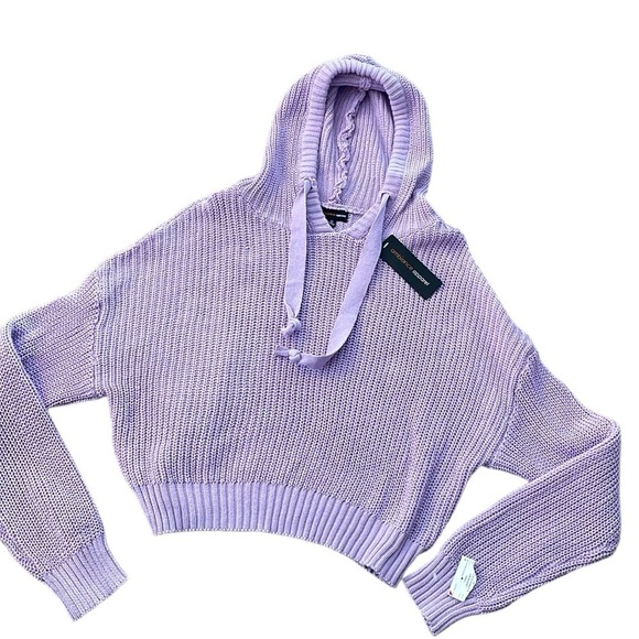 Ambiance Apparel Dropped Shoulder Chunky Knit Cropped Hoodie Sweater‎ - Picture 1 of 5